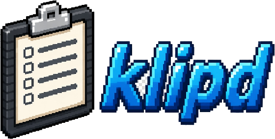 klipd pixel-art clipboard logo